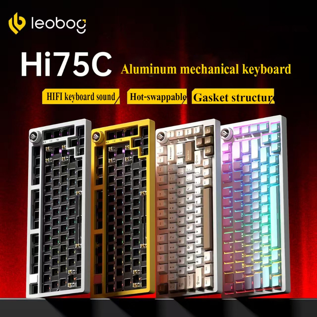 LEOBOG Hi75C Hi75C Pro ไร้สายอลูมิเนียมคีย์บอร์ดชุดบลูทูธ 2.4G Hot Swap RGB Gamer ปะเก็นคีย์บอร์ด