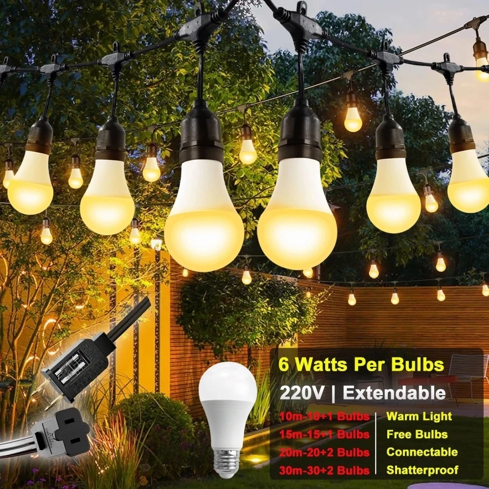 Qimedo ไฟปิงปองLED 6W สว่างสุด ไฟแต่งสวน วินเทจ ไฟสายLED กลางแจ้อง ไฟประดับ งานเลี้ยง คริสต์มาส ปาร์ตี้