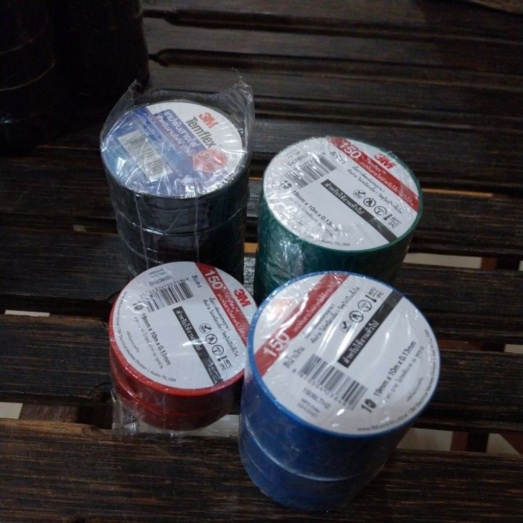 เทปพันสายไฟยี่ห้อ3M สีแดง,เขียว,น้ำเงิน (ราคา/ม้วน)
