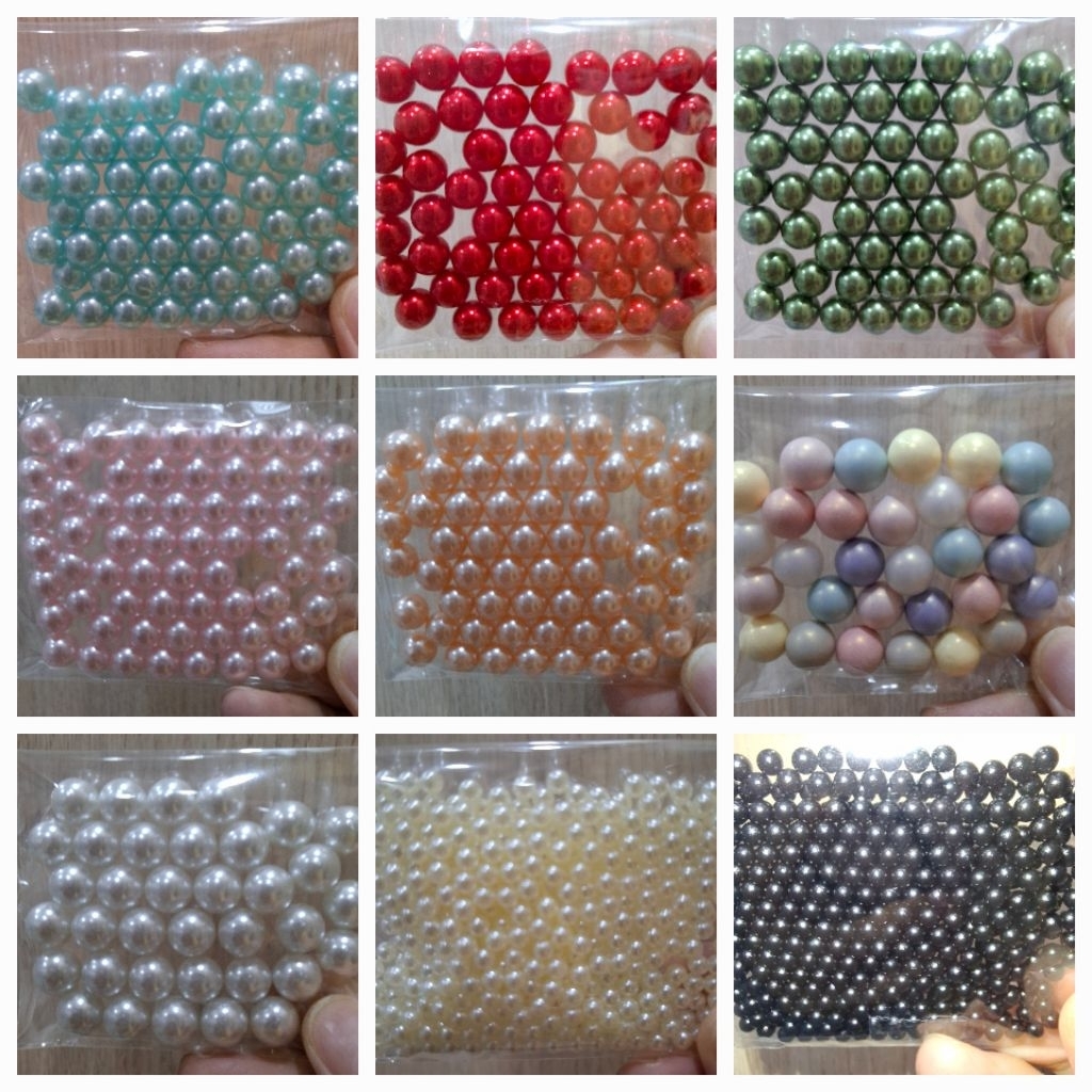 พร้อมส่ง!!!! มุกไม่มีรู ขนาด 4mm, 6mm, 8mm, 10mm หลากสีสัน สำหรับทำงานอดิเรก.งาน Diy ปริมาณต่อถุง 15-20 ml