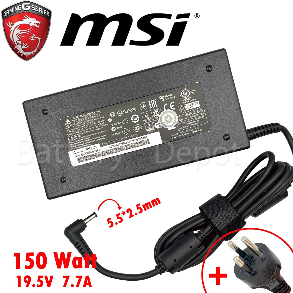 MSI AC Adapter ของแท้ MSI GT680, GP62M, GF62, GS40 / MSI GP72 7REX / GP72M 7REX / 150W 5.5 / GF75 Th