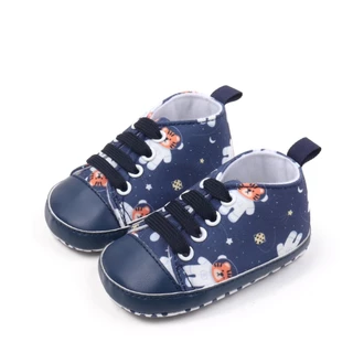 Babyonline(X076)2C4-5 (ส่งด่วน1วัน)รองเท้าผ้าใบสำหรับเด็กหัดเดินสีพื้น รองเท้าลายการ์ตูนน่ารัก พื้นนิ่ม มีกันลื่น