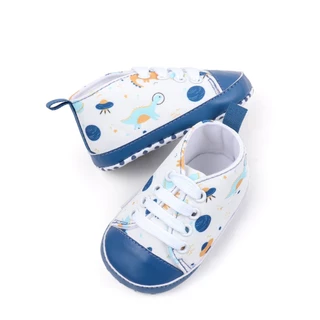 Babyonline(X076)2C4-5 (ส่งด่วน1วัน)รองเท้าผ้าใบสำหรับเด็กหัดเดินสีพื้น รองเท้าลายการ์ตูนน่ารัก พื้นนิ่ม มีกันลื่น