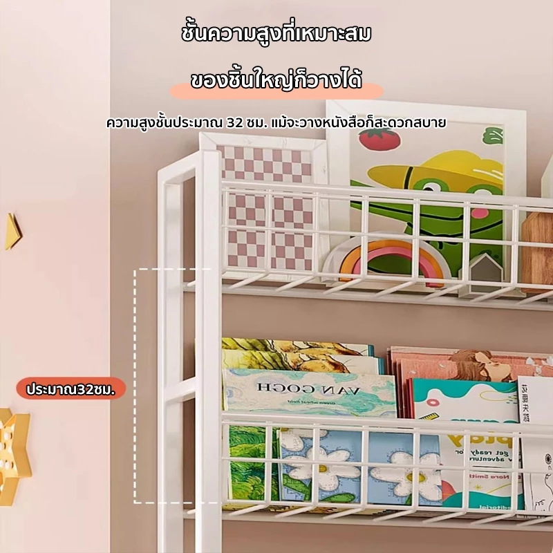 Baan【เหล็ก】ชั้นวางหนังสือเด็ก ชั้นวางหนังสือด้านหลังประตู ห้องนอน ห้องครัว อเนกประสงค์ ประหยัดพื้นที - รูปที่ 5