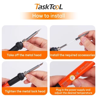 TASKTOOL หัวแร้งบัดกรี 60W หัวแร้งไฟฟ้า ชุดหัวแร้งบัดกรี 13 ชิ้น ปรับอุณหภูมิได้ TISI STANDARD