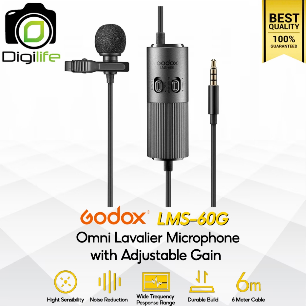 Godox Microphone LMS-60G Dual Omnidirectional Lavalier ( Camera & Smartphone ) - รับประกันศูนย์ Godo
