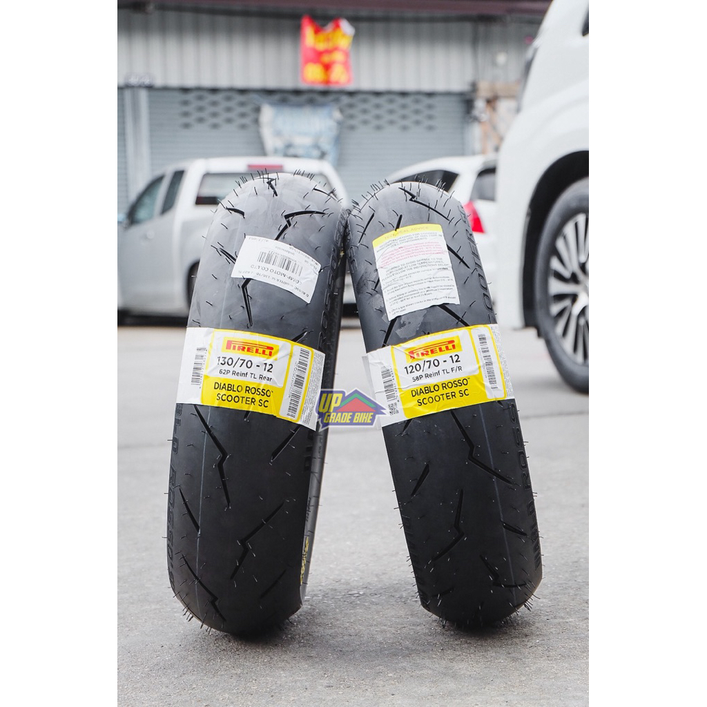 ยางป้ายเหลือง PIRELLI ROSSO SCOOTER SC ใส่ LAMBRETTA X200-300 GTS MONKEY MSX ขนาดเดิม คู่ละ 6,450฿ (