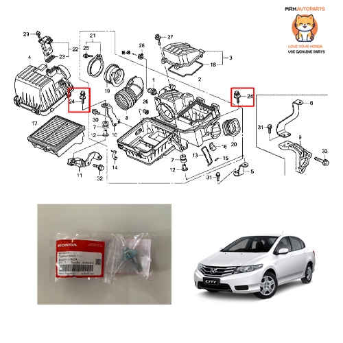น็อตยึดเสื้อกรองอากาศ HONDA JAZZ GE CITY GM2 แท้ศูนย์ตรงรุ่น ราคาต่อ 1 ชิ้น