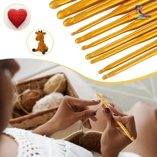เข็มถักโครเชต์ อลูมิเนียม สองด้าน สีทอง DIY สําหรับเย็บผ้า งานฝีมือ อุปกรณ์เสริม (1PCS)