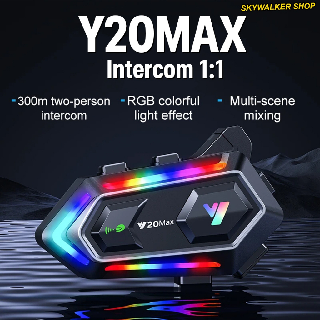 บลูทูธติดหมวกกันน็อค Y20MAX Helmet Wireless Earphone Intercom 1:1 รองรับทั้งระบบ Android และ IOS