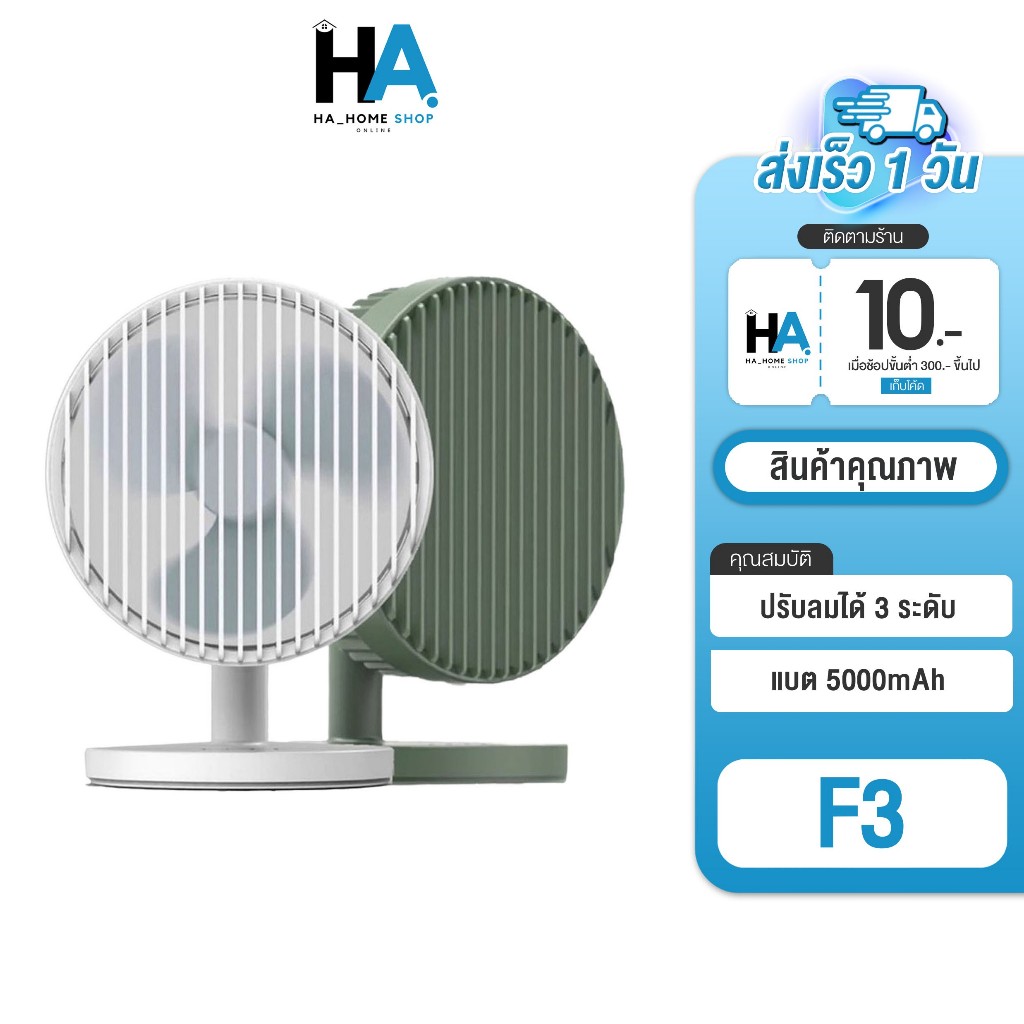 *โค้ดลดสุดคุ้ม!!* Eloop F3 พัดลมพกพา ใช้นาน 20 ชม.ชาร์จแบตได้ USB FAN แรง 3 ระดับ ของแท้100%