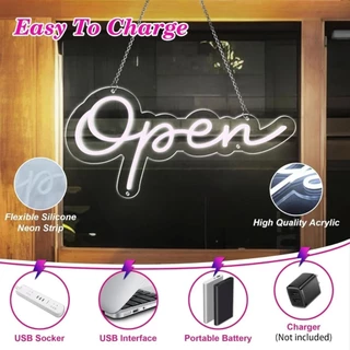 พร้อมส่ง✨ป้ายเปิดร้าน OPEN สีนีออน LED - ป้ายอะคริลิกสำหรับร้านค้า คาเฟ่ หน้าร้าน