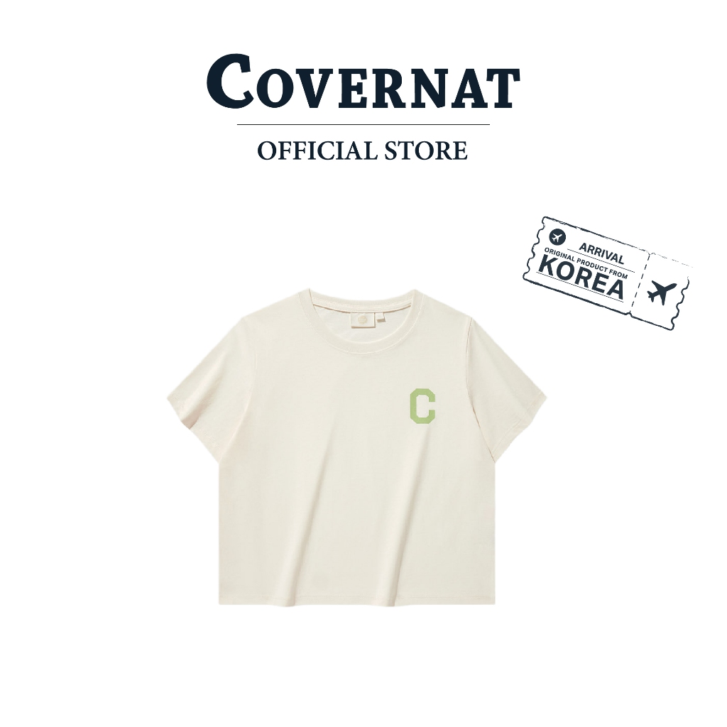 COVERNAT เสื้อครอป รุ่น Women C Logo Crop T-Shirt Cream (70021SCLSSF_F5CMXX)