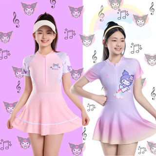 ชุดว่ายน้ําเด็กการ์ตูน ชุดว่ายน้ำเด็กผู้หญิง 6-14ปี ผ้าแห้งเ…