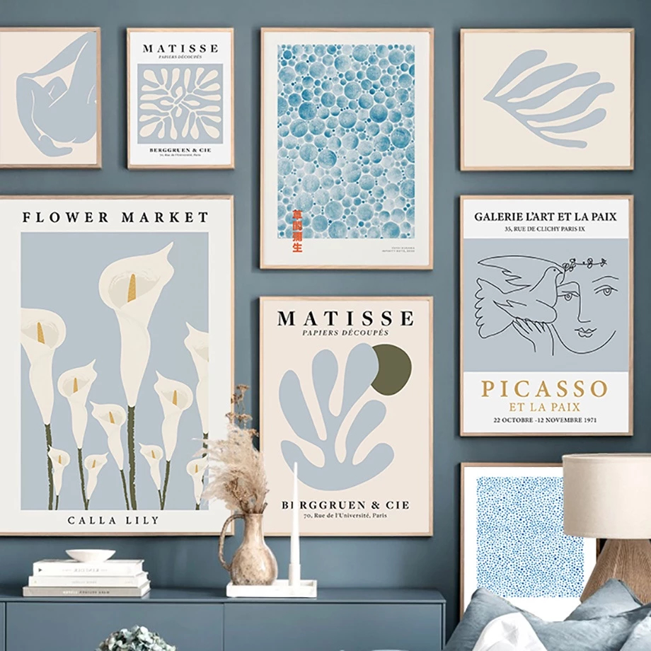 (พร้อมส่งจากไทย ภาพรวมกรอบ) รูปติดผนังMatisse William Morris Picasso ภาพติดผนังสไตล์นอร์ดิก สําหรับติดตกแต่งผนังบ้าน