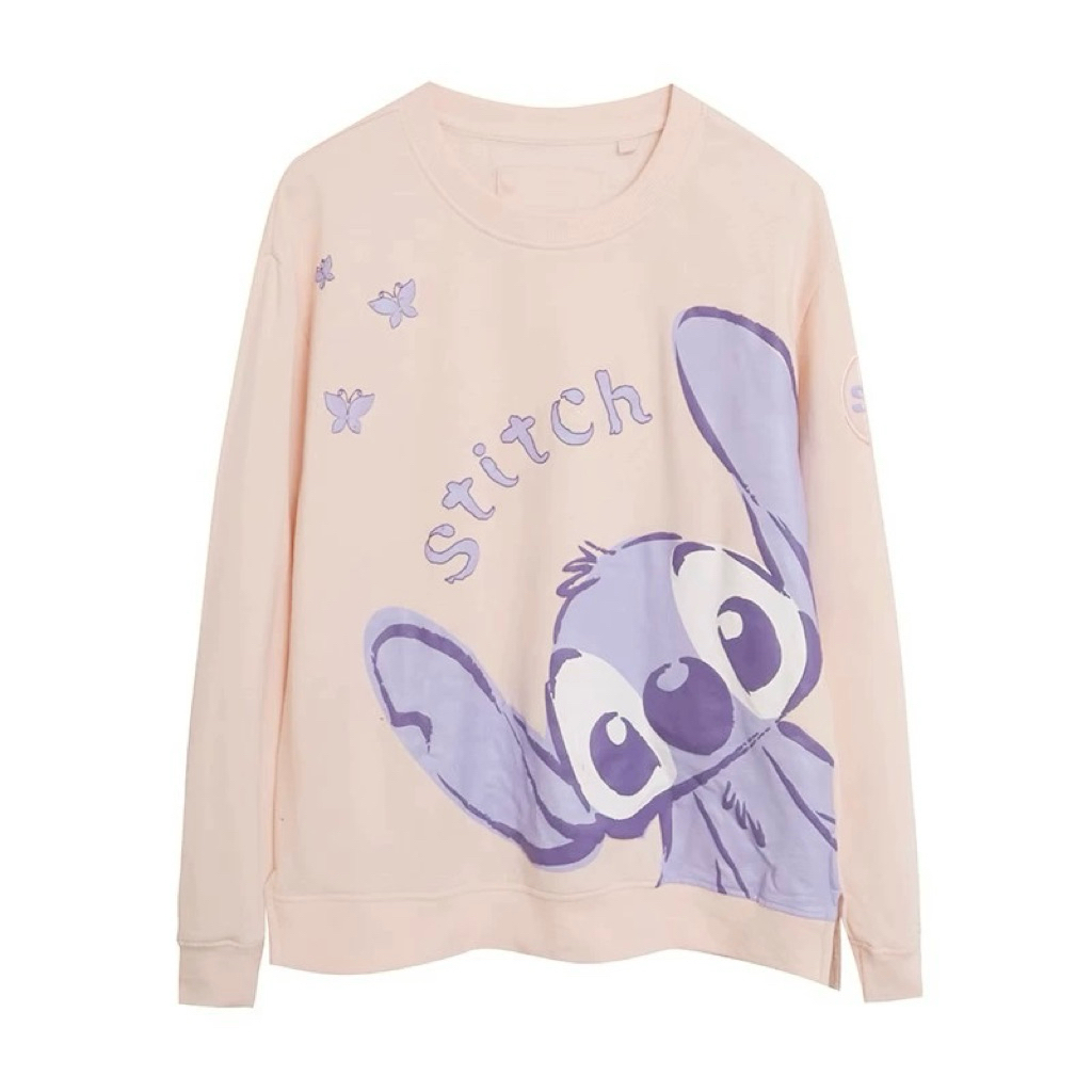 Stitch angel peach sweatshirt  (TS618)🌸งาน Disney แท้ 🌸  แองเจิล สติช Lilo & stitch สเวตเตอร์สีพีชอ่อน  (TS618)