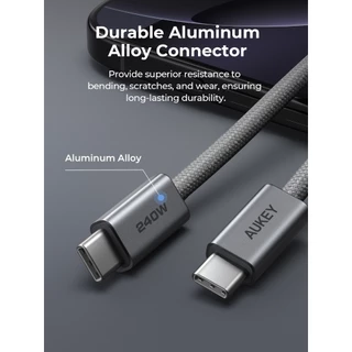 [สำหรับ Samsung S26] AUKEY สายชาร์จเร็ว 240W 5A USB-C to USB-C PD สายถัก DTY | CB-DCC241/CB-DCC242