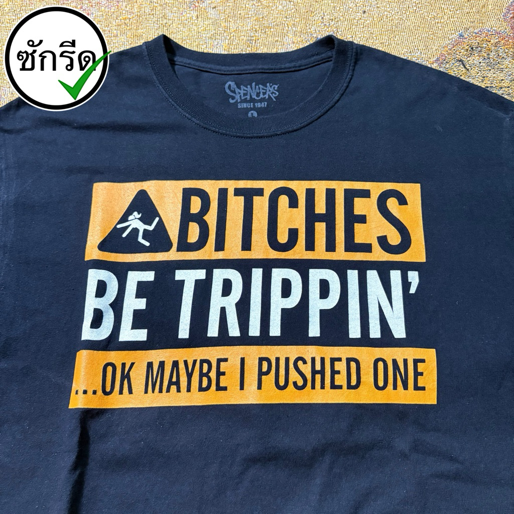 เสื้อลายฟ๊อนต์ แบร์นด SPENCERS เสื้อยืดลายปั่น (B2)