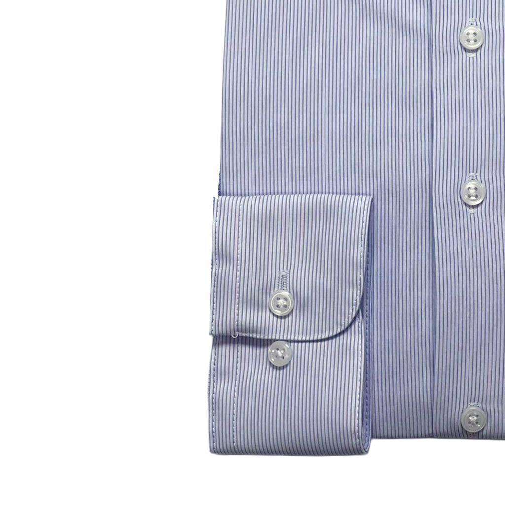 SUIT SELECT 4S Non-iron Shirt (Blue)  เสื้อเชิ้ตสีฟ้าลายทาง ซักเครื่องได้ ไม่ต้องรีด รุ่น 4STRBL-2504 - รูปที่ 2