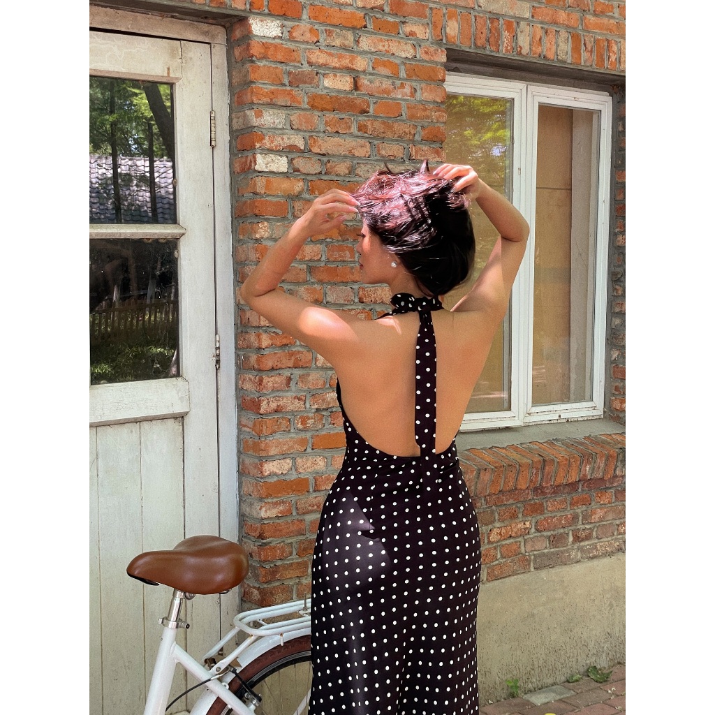 ✨Aiya Polkadot Midi Dress✨เดรสลายจุด ผูกคอ วินเทจ _Gioia.991  ( #gii531 ) ราคา ถูกที่สุด ดีลบีเคเค แกลเลอรีภาพที่ 5
