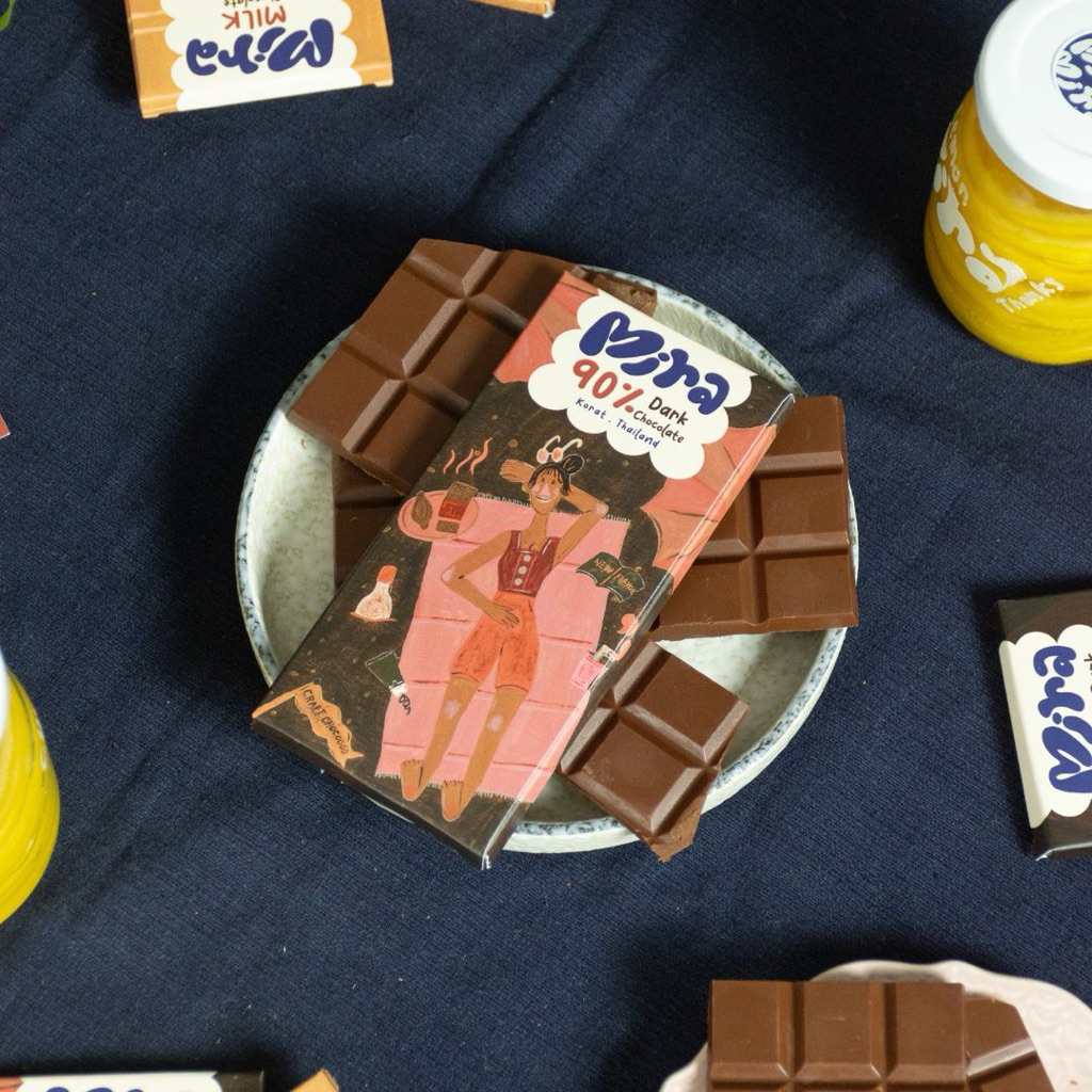 Dark Chocolate bar 90% ( Single origin korat ) - Mira Craft Chocolate 45 g