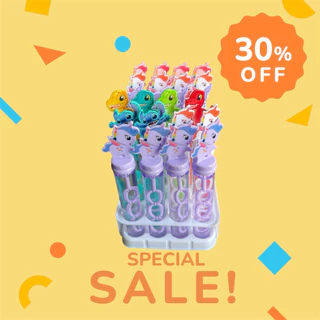 ของเล่น เป่าฟองจิ๋วหลอดเเบบหนา ขนาด 2*13ซม. (ราคา 130บาท ยก Box 24ชิ้น) คละเเบบ คละสี