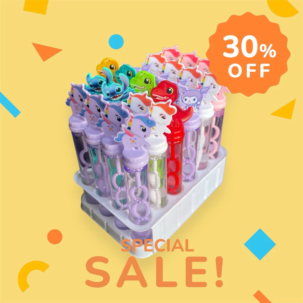 ของเล่น เป่าฟองจิ๋วหลอดเเบบหนา ขนาด 2*13ซม. (ราคา 130บาท ยก Box 24ชิ้น) คละเเบบ คละสี