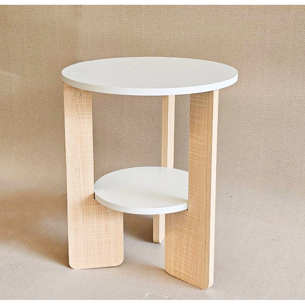 โต๊ะกลม 2 ชั้น ผลิตจากไม้ HMR 🪑🏠