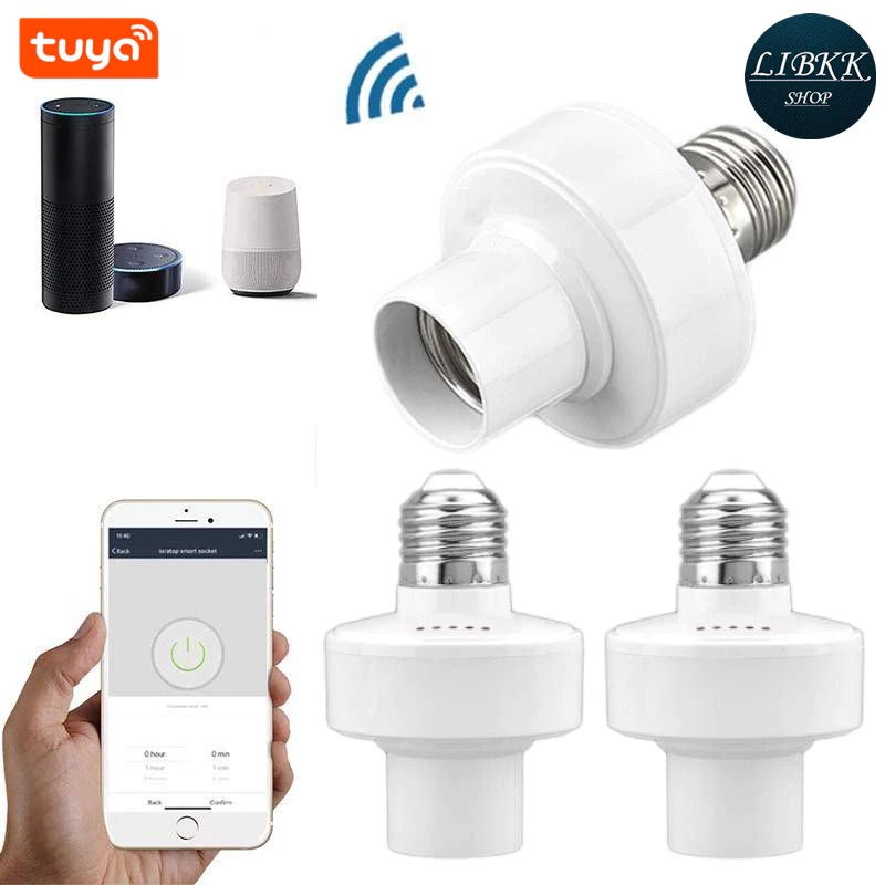 Tuya WiFi สมาร์ทซ็อกเก็ต E27 อะแดปเตอร์หลอดไฟ LED ผู้ถือ E27การควบคุมด้วยเสียง（สมาร์ทซ็อกเก็ตหลอดไฟ）