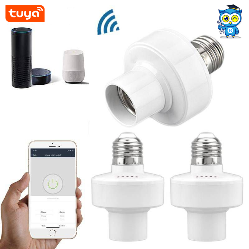 Tuya WiFi สมาร์ทซ็อกเก็ต E27 อะแดปเตอร์หลอดไฟ LED ผู้ถือ E27การควบคุมด้วยเสียง（สมาร์ทซ็อกเก็ตหลอดไฟ）