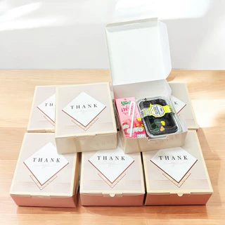 ส่งด่วน1วัน กล่องสแน็ค/ จัดเบรค (20ใบ/แพ็ค) 12.7*14*6.3ซม. กล่องฝาพับ พิมพ์ลาย thankyou ลายวินเทจ🌷🌷🌷