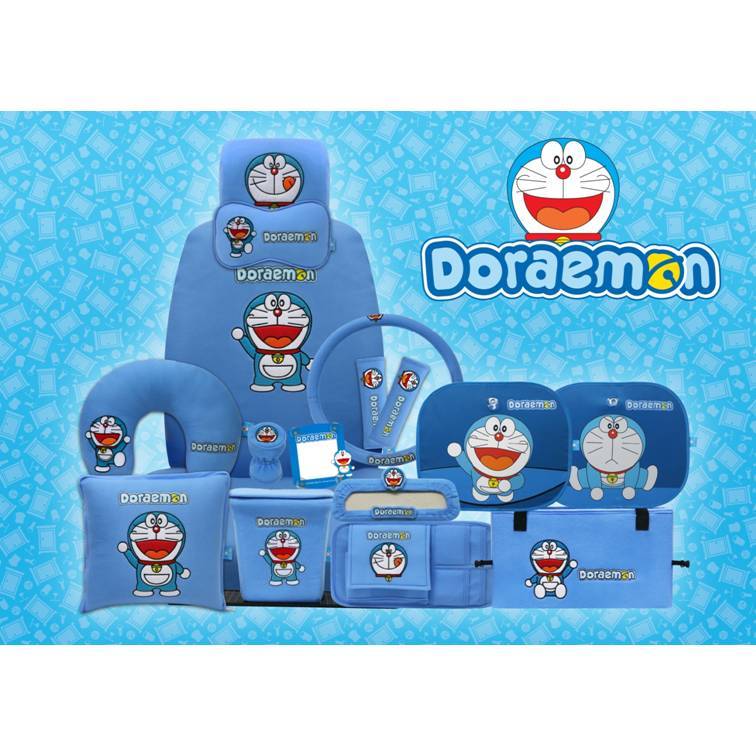 HIC หุ้มเบาะและอุปกรณ์ ลาย Doraemon Original ลิขสิทธิ์แท้ ใช้ตกแต่งรถยนต์เพื่อความสวยงาม และปกป้องเบาะรถยนต์จากแสงแดด