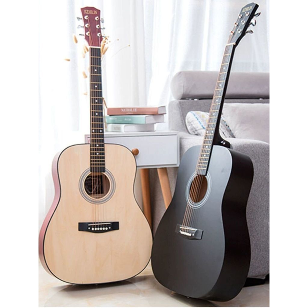 กีต้าร์โปร่ง 38 นิ้ว กีตาร์ Acoustic Guitar Ukuleles พร้อมของแถมมากมาย*เสียงดี เก็บเงินปลายทางได้ ราคา ถูกที่สุด ดีลบีเคเค แกลเลอรีภาพที่ 2