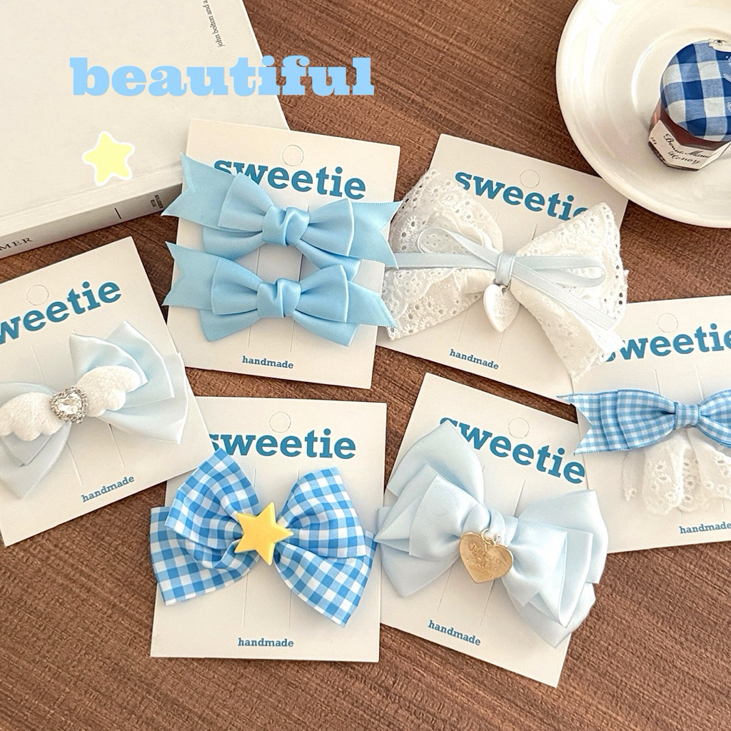 Cute 357 กิ๊บติดผม กิ๊บหนีบผมสายหวาน โทนสีฟ้า ลูกไม้