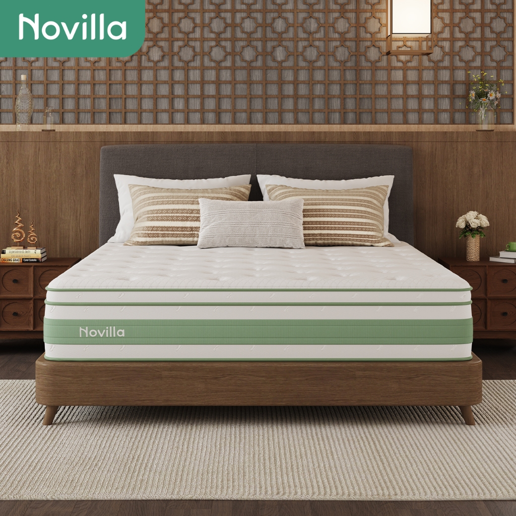 Novilla ที่นอน สปริงถุงอิสระ ซุปเปอร์ความรู้สึกเย็น ผ้าไหมเย็น เมมโมรี่โฟมเจล ใยไผ่ ระบายอากาศ ฟรีหม