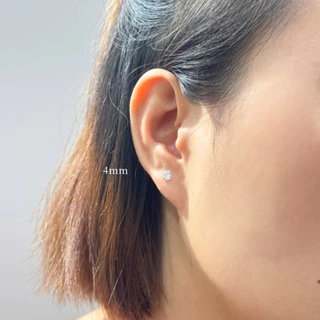 earika.earrings - white jewel piercing จิวหูเงินแท้จี้เพชรเม็ดเดี่ยว (มีให้เลือก 4 ขนาด) สำหรับคนแพ้ง่าย