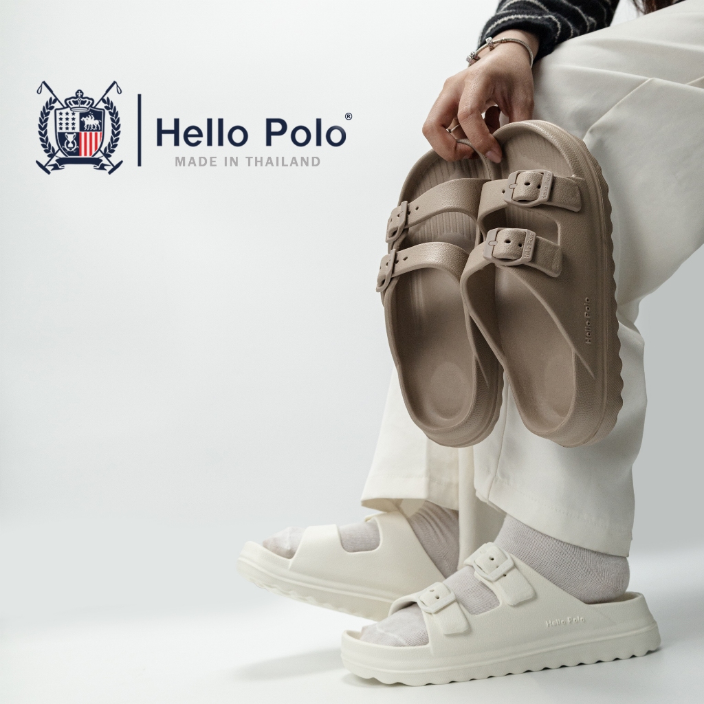 Hello Polo รองเท้าแตะแบบสวม สายคาดคู่ รองเท้าสำหรับผู้ชาย ผู้หญิง EVA แฟชั่น เบาสบาย พื้นนุ่ม HP8051