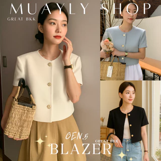 ✨พร้อมส่ง💗 เสื้อเบลเซอร์ คอกลม สไตล์เกาหลี [ Blazer crop top #5 ] ตัวสั้น แนว casual เสื้อคลุม ผ้าเนื้อดี มีซับทั้งตัว