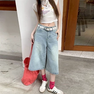 กางเกงยีนส์ขากระบอก S-10XL ทรงหลวมขากว้างใส่ได้ทั้งเอวสูง เอวต่ำ ผ้าใส่สบาย