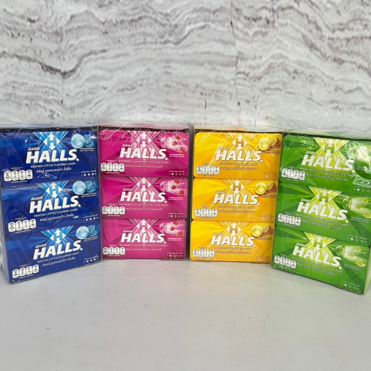 HALLS ฮอลล์ ลูกอม 4 รสชาติ นำ้หนักสุทธิ 22.4 กรัม x 18 แผง
