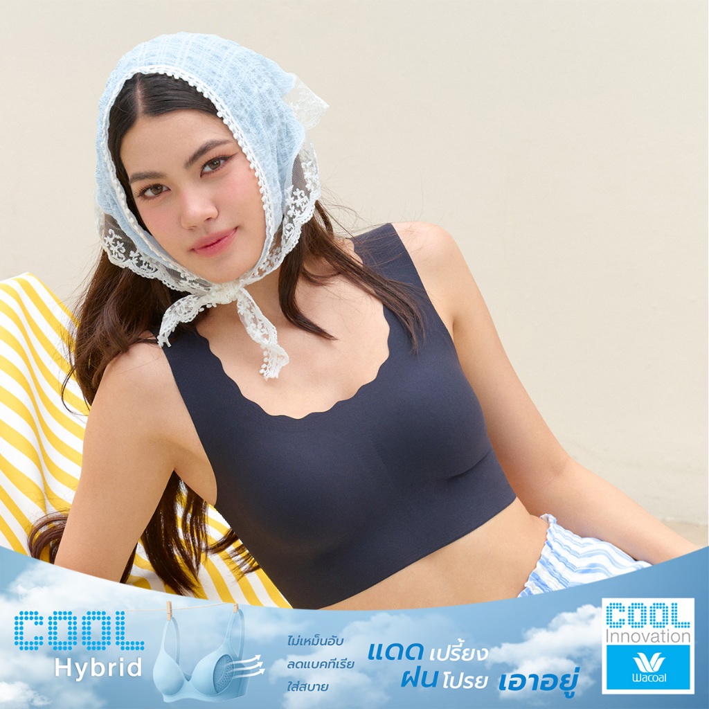 Wacoal Cool Innovation บราไร้โครง รูปแบบสวมหัว รุ่น WH9E15 สีดำ (BL)