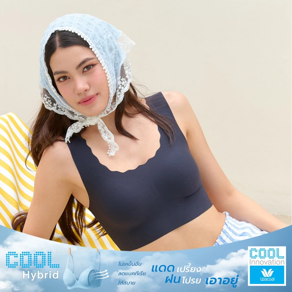 Wacoal Cool Innovation บราไร้โครง รูปแบบสวมหัว รุ่น WH9E15 สีดำ (BL)