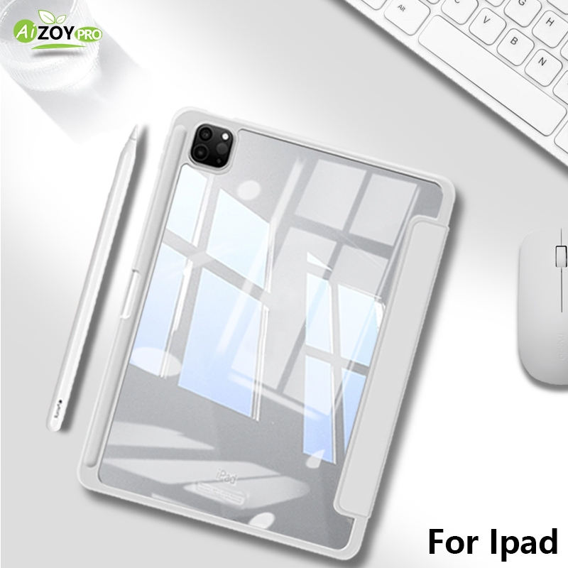 2025 เคสสำหรับ Air11 M2/M3 air3/4/5/6/7 10.9 gen10/11th-A16 หลังใส เคส สำหรับ gen7/8/9 10.2 ใส่ปากกาด้านขวา pro11 2024