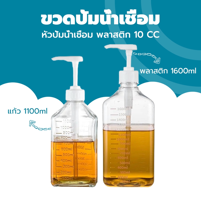 ขวดปั้มน้ำเชื่อม ขวดพลาสติกปั้มน้ำเชื่อม 1600ml ขวดพลาสติกปั้มน้ำเชื่อม 10/8/5CC หัวปั้มน้ำเชื่อม ขวดปั้มไซรัป