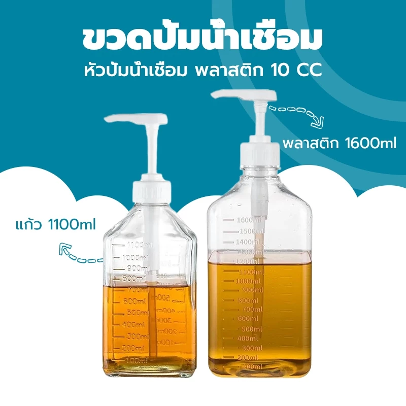 ขวดปั้มน้ำเชื่อม ขวดพลาสติกปั้มน้ำเชื่อม 1600ml ขวดพลาสติกปั้มน้ำเชื่อม 10/8/5CC หัวปั้มน้ำเชื่อม ขวดปั้มไซรัป