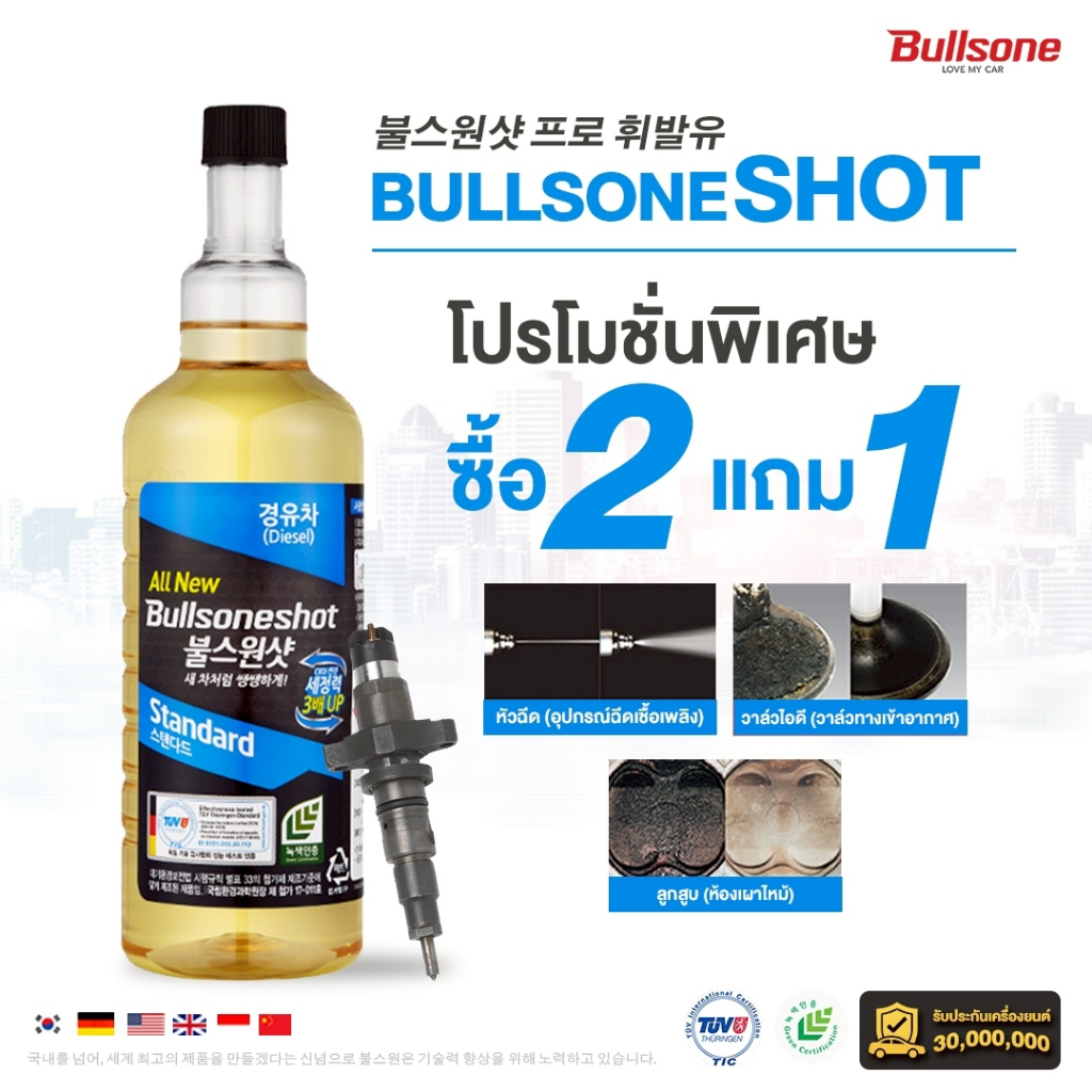 2 แถม 1 น้ำล้างหัวฉีดดีเซลใน 3 นาที! เซ็ต 3 ขวด Bullsone | ส่งฟรี | รับประกัน 30 ล้าน