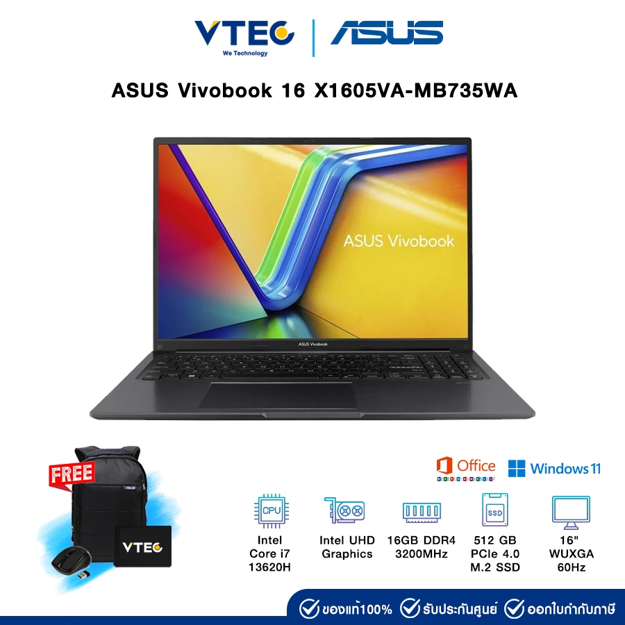 ASUS Vivobook 16 X1605VA-MB735WA | i7-13620H | UHD Graphics | 16GB DDR4 | 512GB M.2 | 16" | Windows 