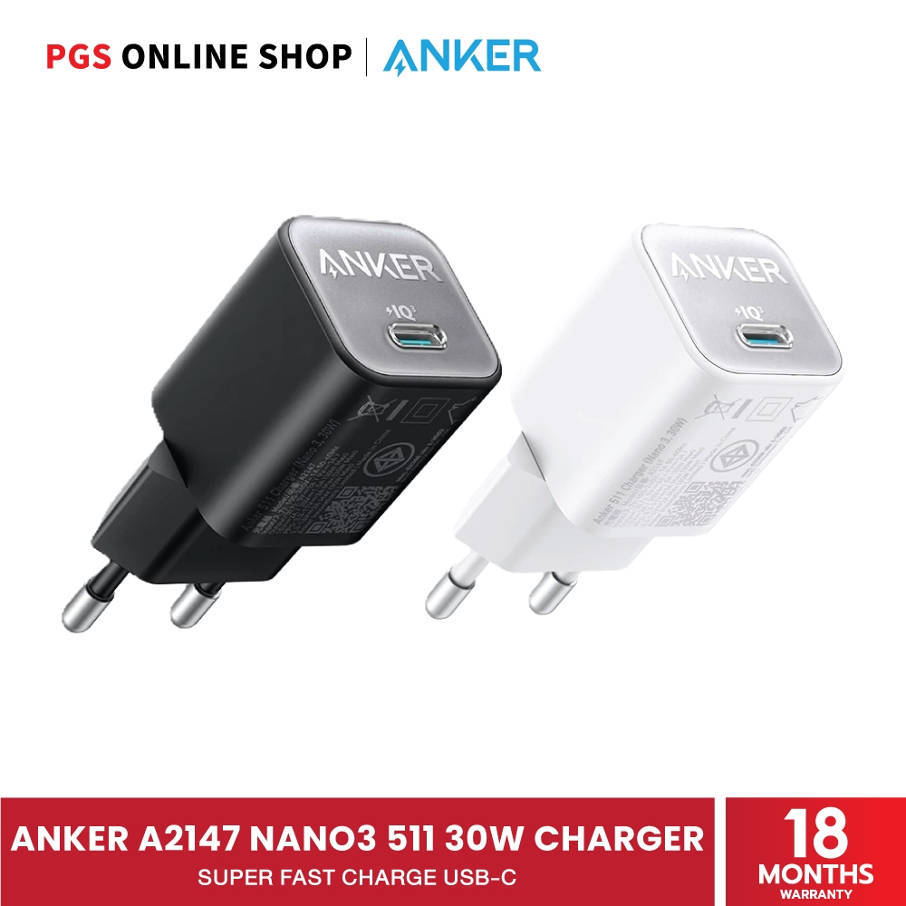 Anker Nano3 511 30W Charger, อะแดปเตอร์ Super Fast Charge ประสิทธิภาพสูง, พอร์ตชาร์จ USB-C, ชาร์จเร็