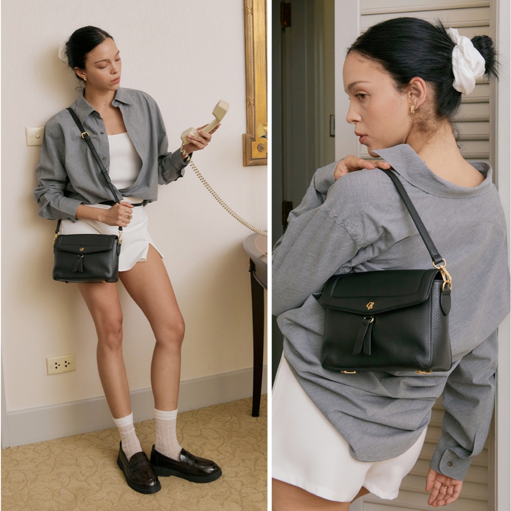 ใบสะพายคล่องตัว แถมฟรี! สายสั้นคล้องไหล่ รุ่น Ruby หนังวัวแท้สัมผัมนุ่มมาก Charin bag