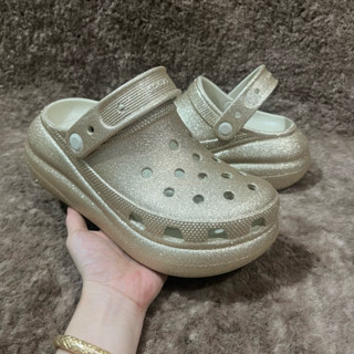 รองเท้าแตะแบบสวม ส้มสูง crush clog สำหรับผู้หญิง สวย ทันสมัย